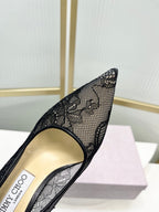 Jimmy 26s Heel Pump 85 Black Beige Lace Sheepskin 605953