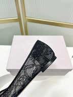 Jimmy 26s Ballet Flats Black Beige Lace Sheepskin 605955