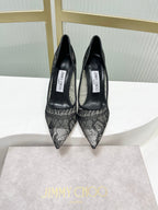 Jimmy 26s High Heel Pump 85 Black Lace Sheepskin 605956
