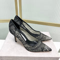 Jimmy 26s High Heel Pump 85 Black Lace Sheepskin 605956