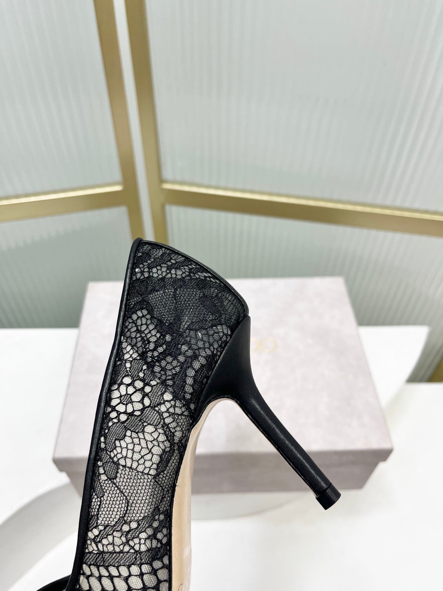 Jimmy 26s High Heel Pump 85 Black Lace Sheepskin 605956