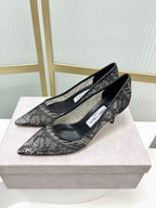 Jimmy 26s High Heel Pump 65 Black Lace Sheepskin 605957