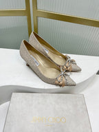 Jimmy 26s Pointed Toe Pump 55 Gold Glitter Cowhide 605969