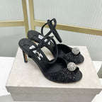 Jimmy 26s Peep-Toe High Heels  85 Black Lace Sheepskin 605975