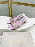 Jimmy 26s High-Heeled Slippers 65 Pastel Pink Diamond Sheepskin  605977