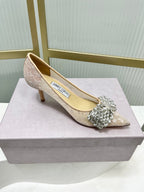 Jimmy 26s High Heels 65 Beige White Imported Lace Sheepskin 605987