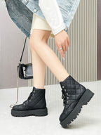 CC Combat Boots In Black Quilted Lambskin 944578