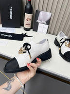 CC Shoe Oxford 50mm In White Black Calfskin And Lycra Fabric 944546