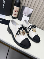 CC Shoe Oxford 50mm In White Black Calfskin And Lycra Fabric 944546