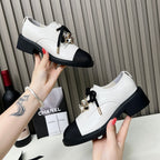 CC Shoe Oxford 50mm In White Black Calfskin And Lycra Fabric 944546