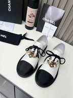 CC Shoe Oxford 50mm In White Black Calfskin And Lycra Fabric 944546