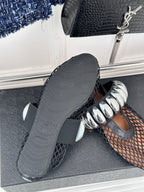 Alaia 25 Mary Jane Mesh Ballet Flats Black Calfskin 293248