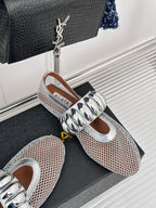 Alaia 25 Mary Jane Mesh Ballet Flats Silver Calfskin 293250