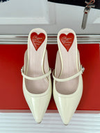 Mary Jane Virgule Mules 55 White Patent Leather