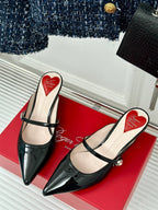 Mary Jane Virgule Mules 55 Black Patent Leather