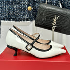 Mary Jane Virgule Pumps 55 Black White Patent Leather