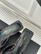 SL BARBARA MULES 55 LEOPARD MOTIF SATIN