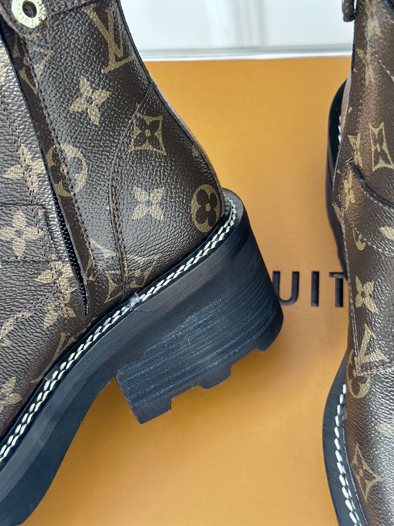 LV Beaubourg Ankle Boot 30mm Dark Brown Monogram Calfskin