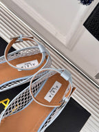 Alaia Mary Jane Ballet Flat Light Blue Lambskin 293231