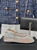 Alaia Mary Jane Ballet Flat Silver Lambskin 293236