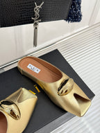 Alaia Slipper With Gold Hardware Gold Calfskin 293203