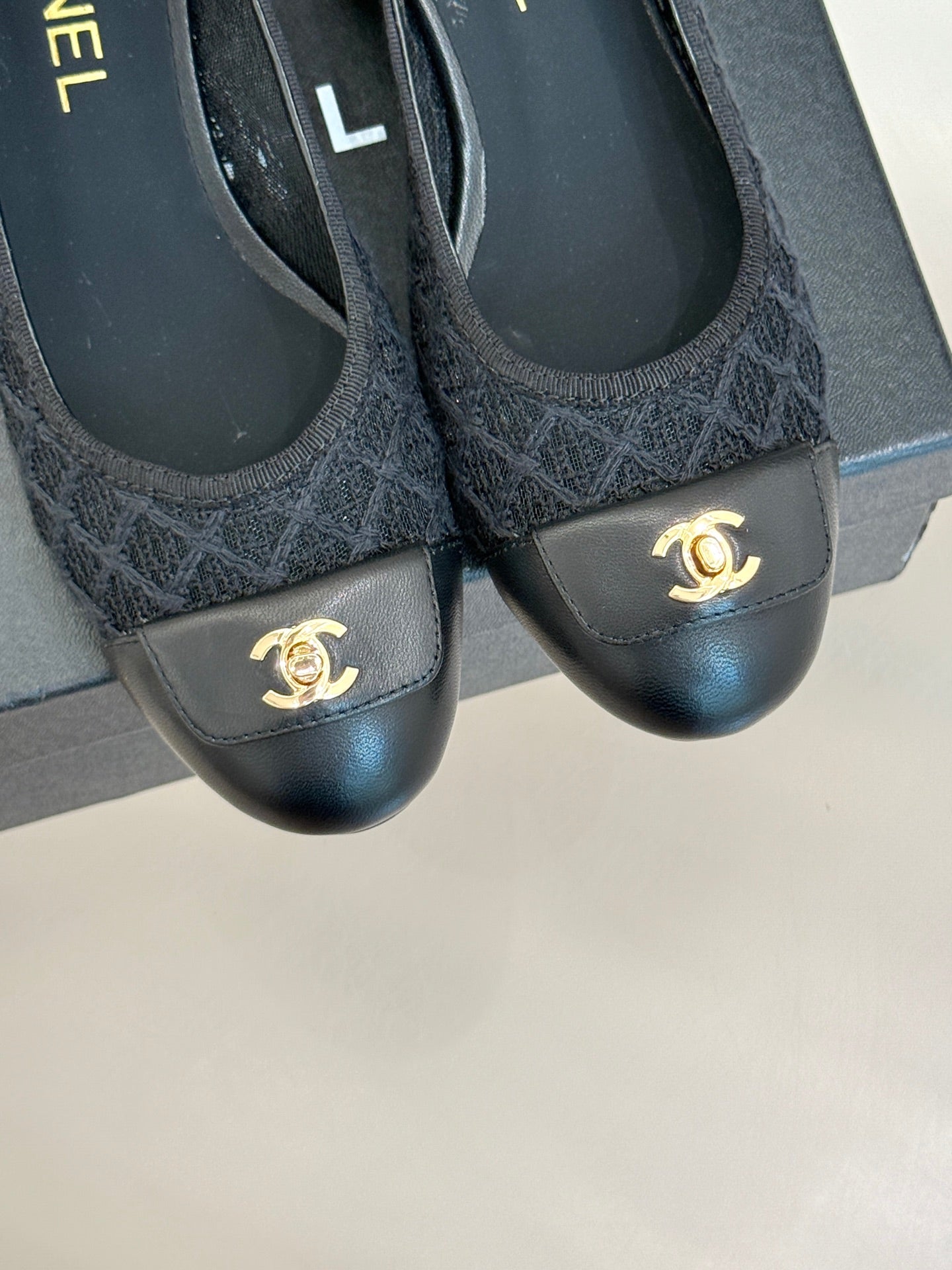 Chanel 25 Ballet Flat 50mm Black Woven Lambskin 473051