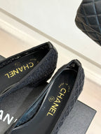 Chanel 25 Ballet Flat 50mm Black Woven Lambskin 473051