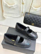 CC 25A Mary Janes Black Sheepskin And Lambswool 404667