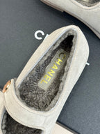 CC 25A Mary Janes Grey Suede And Lambswool 404663