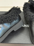 CC 25s  Furry Snow Boots Black Leather Wool 512066