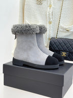 CC 25s Ankle Boots Gray Black Suede Wool 512067
