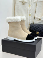 CC 25s Ankle Boots Beige Black Suede Wool 512068