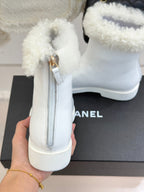 CC 25s Ankle Boots White Black Leather Wool 512070
