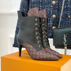 LV Star Trail Ankle Boot Brown Mix Black Monogram Canvas Leather 517258