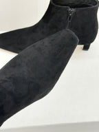 The Row 2025 Square Toe Kitten Heel Ankle Boot Black Suede 572051