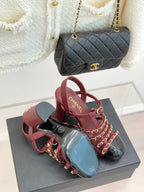 Cruise 25/26 Slingbacks 90mm Black Burgundy Lambskin & Patent Calfskin