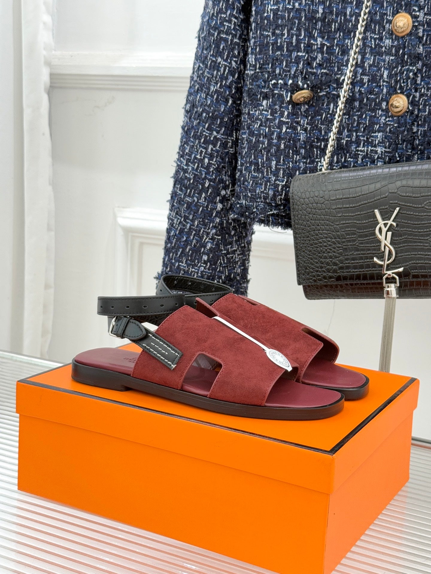 HM Maya Sandal Burgundy Suede Leather 642797