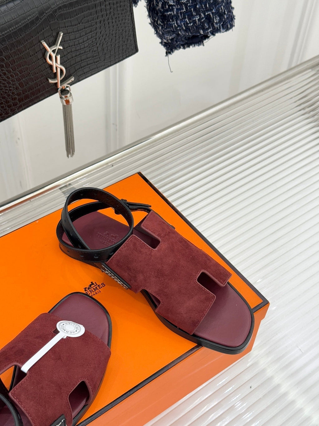 HM Maya Sandal Burgundy Suede Leather 642797