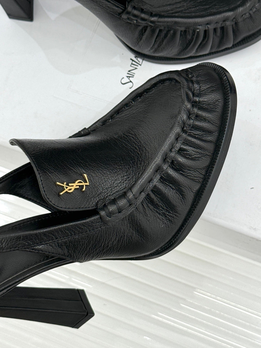 YSL 26WF Le Slingback 10.5cm Black Cowhide 642954