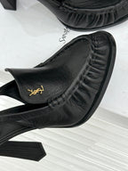 YSL 26WF Le Slingback 10.5cm Black Cowhide 642954