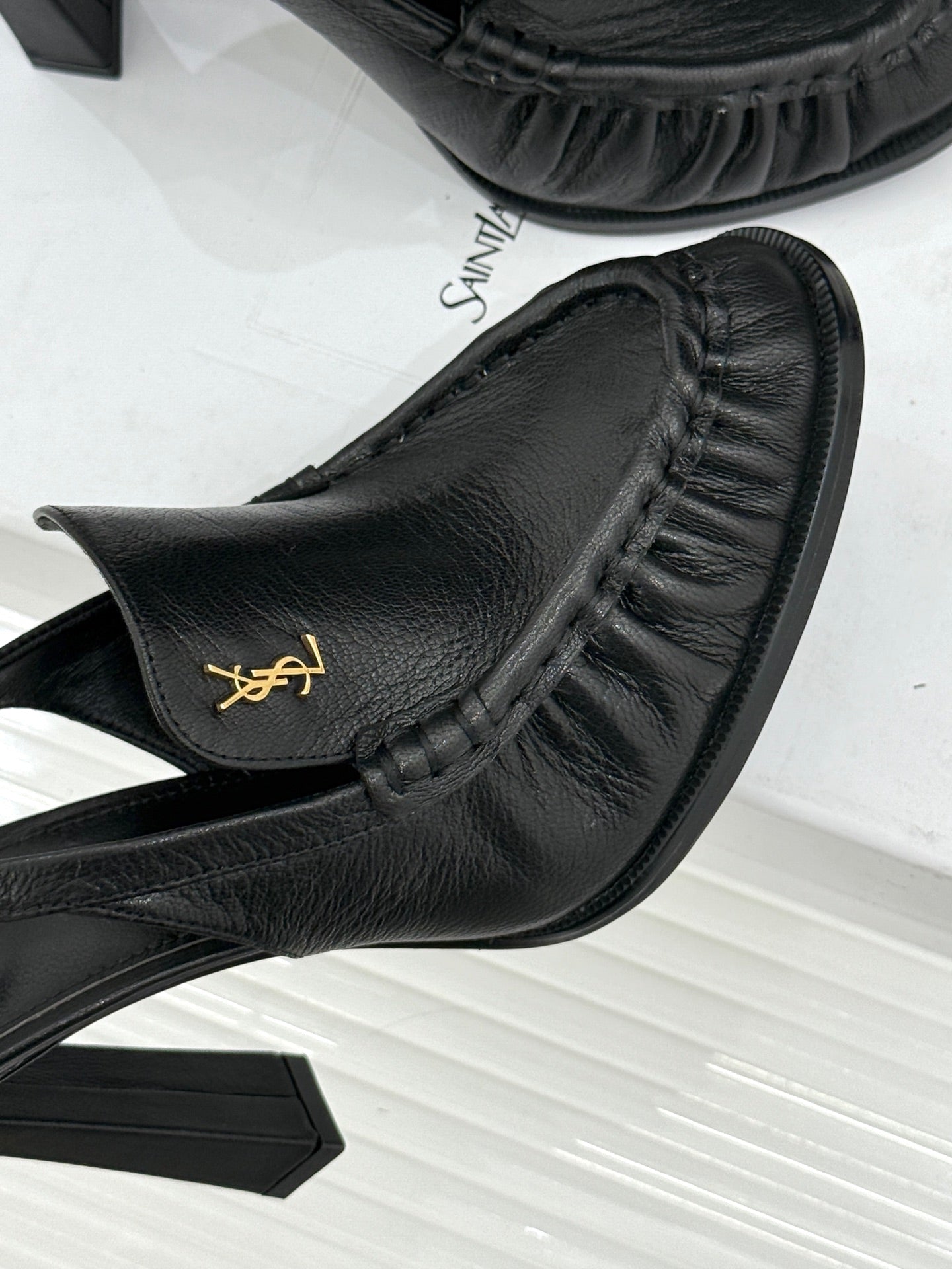 YSL 26WF Le Slingback 10.5cm Black Cowhide 642954