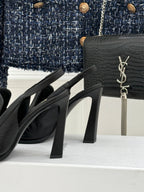YSL 26WF Le Slingback 10.5cm Black Cowhide 642954