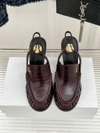 YSL 26WF Le Slingback 10.5cm Burgundy Leather 642956