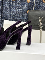 YSL 26WF Le Slingback 10.5cm Purple Velvet 642957