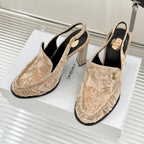 YSL 26WF Le Slingback 10.5cm Beige Velvet 642959