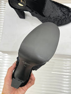 YSL 26WF Le Slingback 10.5cm Black Velvet 642960