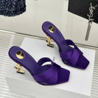 YSL Opyum Sandal 85 Purple Silk Leather 642937