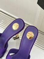 YSL Opyum Sandal 85 Purple Silk Leather 642937