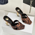 YSL Opyum Sandal 85 Brown Leopard Leather 642940