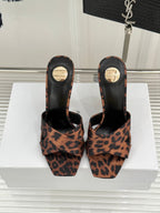 YSL Opyum Sandal 85 Brown Leopard Leather 642940